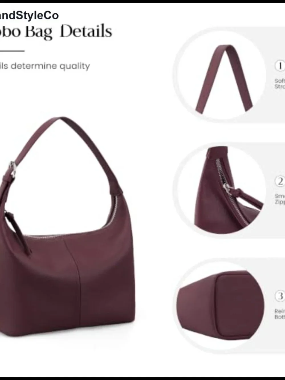 Genuine Pebbled Leather Slouchy Hobo Shoulder Bag for Women
